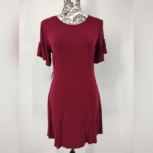 Mossimo Burgundy Ruffle Sleeve Mini Dress Size Womans Xsmall